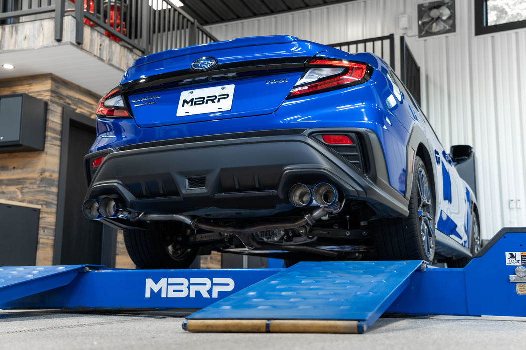 MBRP T304 Stainless Steel, 2.5" Axle-Back, Dual Split Rear, Quad CF Tips, Race Profile, WRX 2.4L, view 4