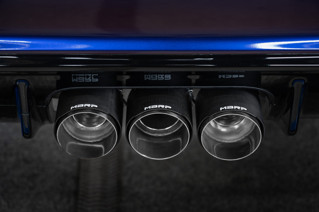 MBRP T304 Stainless Steel, 3" Cat-Back, Triple Center Outlet, with Carbon Fiber Tips, Active, Civic Type R, 2.0L, view 4