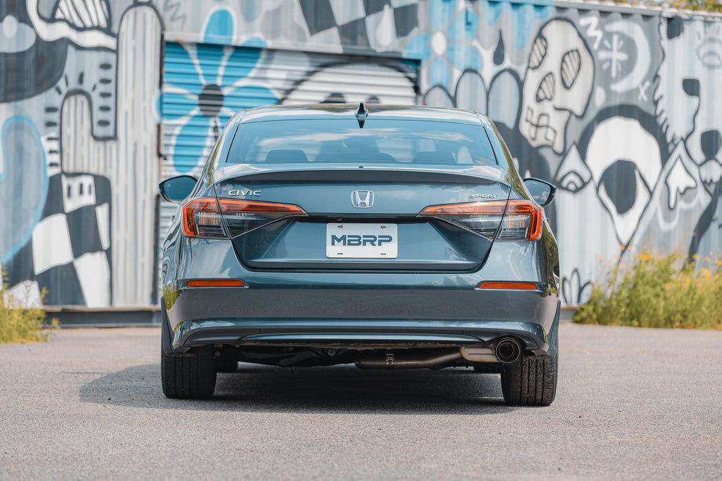 MBRP T304 Stainless Steel 2.5" Cat-Back Single Rear Exit with Carbon Fiber Tip, Civic Sedan, Sport, 2.0L, view 3