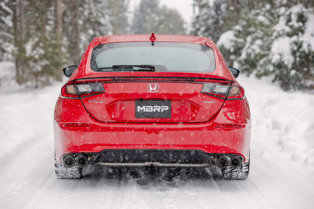 MBRP Aluminized Steel, 3" Cat-Back, 2.5" Dual Split Rear with Quad Tips, Civic, Sport Touring 1.5L Turbo, Hatchback, view 2