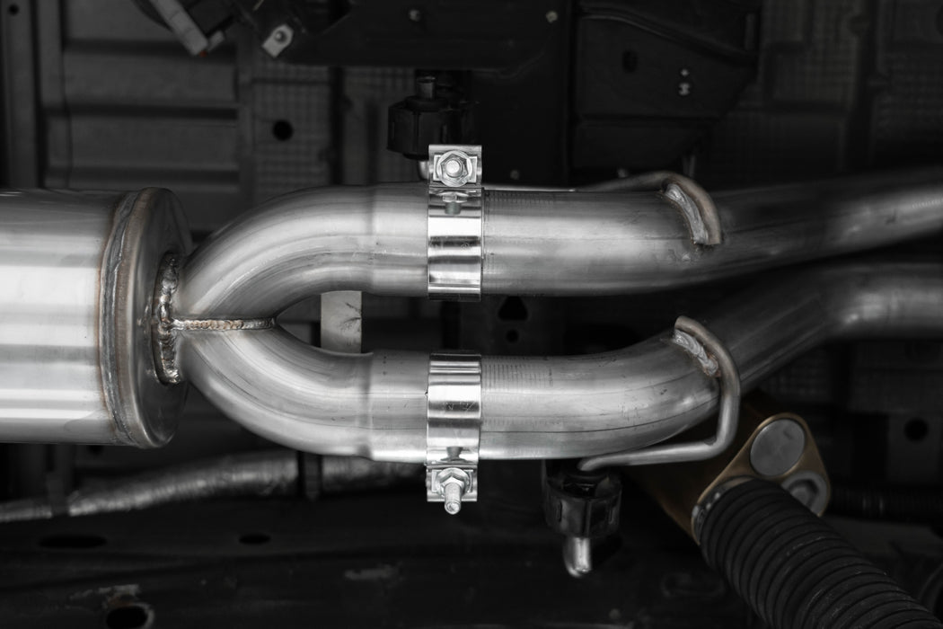 MBRP T304 Stainless Steel, 3 " Cat-Back, 2.5" Dual Split Rear Turn Down, 1500 Silverado/ Sierra ZR2/ AT4X 6.2L, view 3