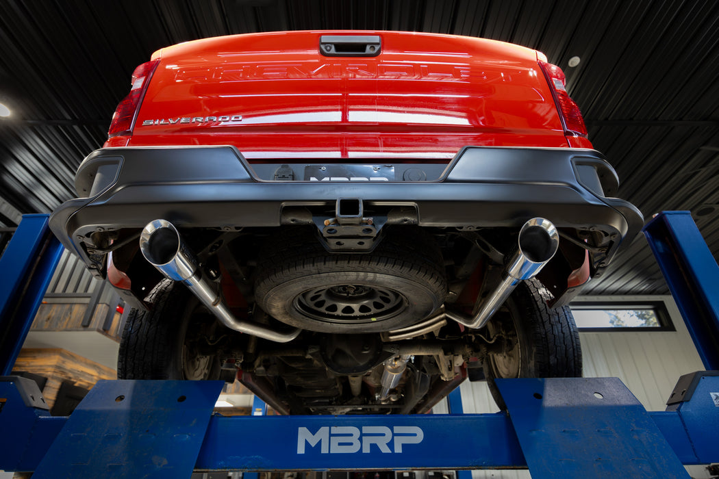 MBRP Black-Coated Aluminized Steel 3" Cat-Back, 2.5" Dual Split Rear Exit, Silverado/ Sierra 1500 2.7L, view 4