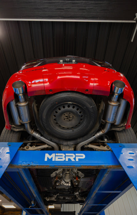 MBRP T304 Stainless Steel 3" Cat-Back, Dual Split Rear with Carbon Fiber Tips, Street Profile, Durango 5.7L, view 5