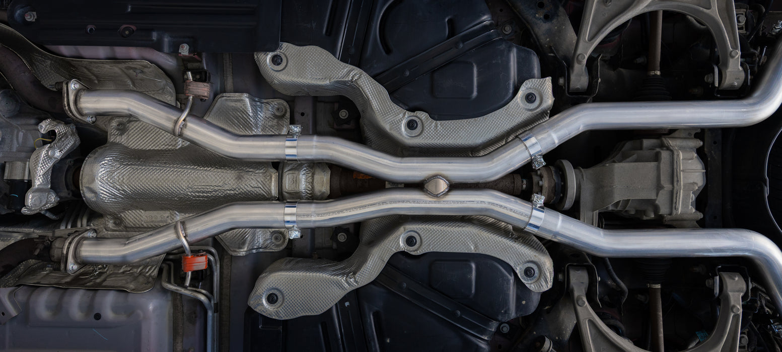 MBRP T304 Stainless Steel 3" Cat-Back, Dual Split Rear with Carbon Fiber Tips, Street Profile, Durango 5.7L, view 6
