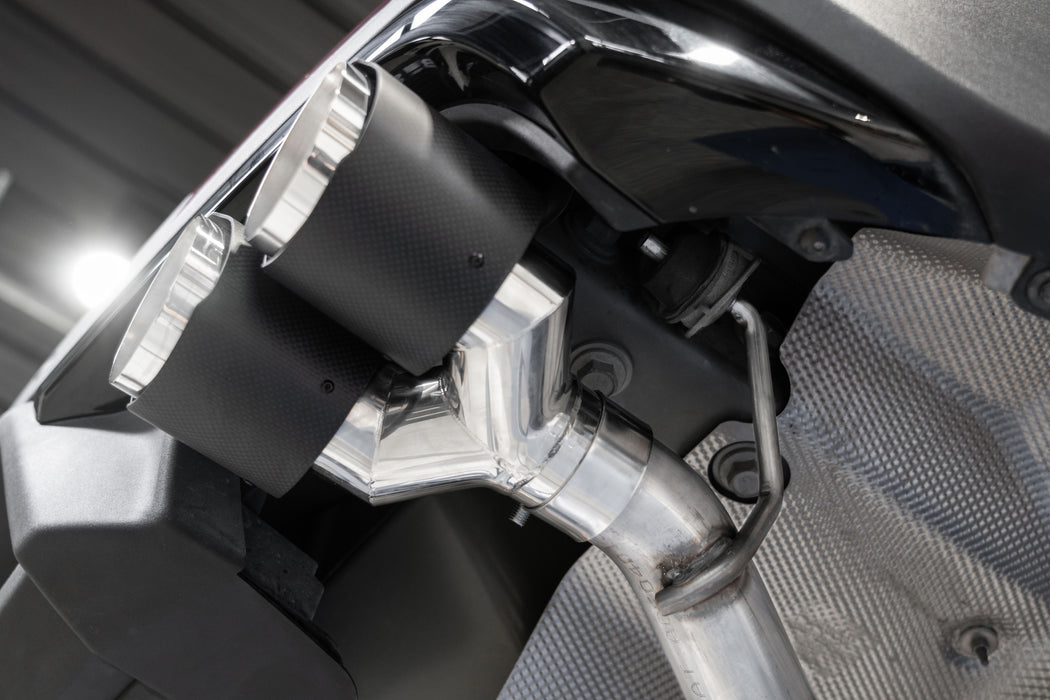 MBRP Aluminized Steel, Axle-Back, 2.5" Dual Rear, Quad Tips, Explorer ST/ Platinum/ King Ranch, Lincoln Aviator, 3.0L EcoBoost, view 3