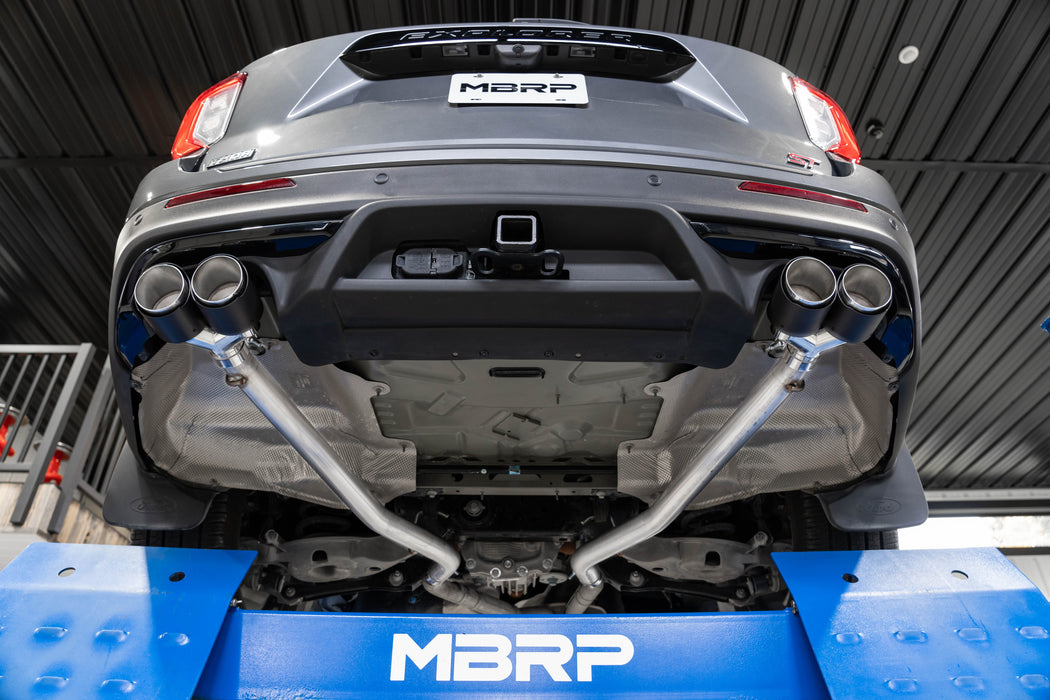MBRP Aluminized Steel, Axle-Back, 2.5" Dual Rear, Quad Tips, Explorer ST/ Platinum/ King Ranch, Lincoln Aviator, 3.0L EcoBoost, view 4