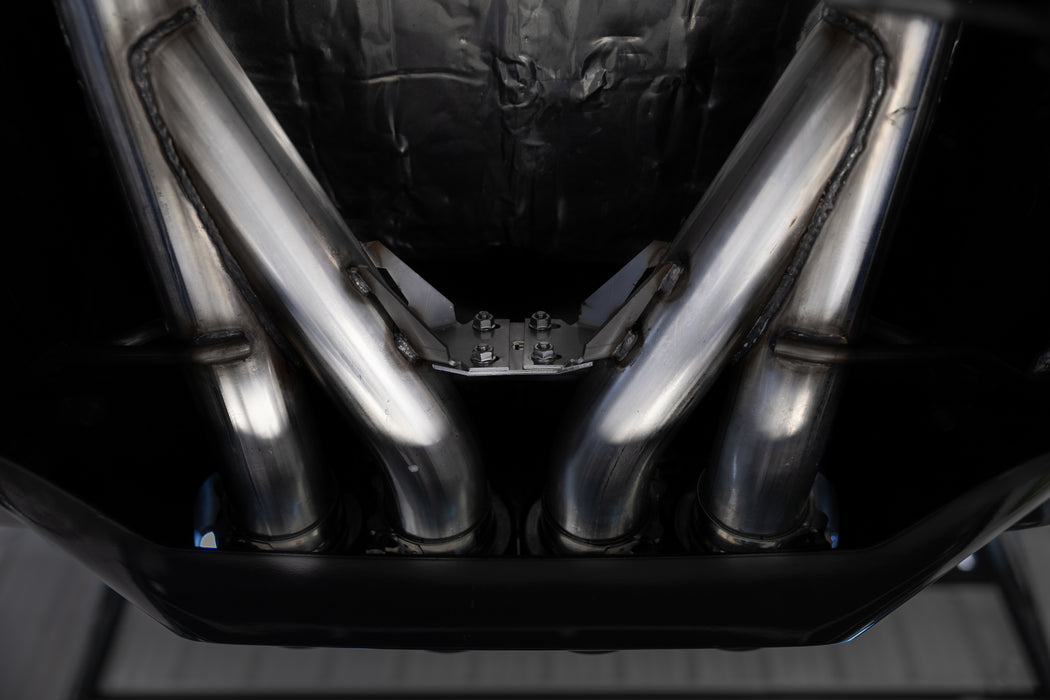 MBRP T304 Stainless Steel 3" Axle-Back, Muffler Bypass, Dual Split Rear, Quad Outlet with Black-Coated Tips, Corvette C7 6.2L, view 4
