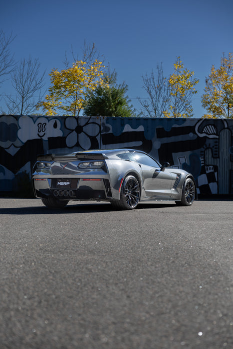 MBRP T304 Stainless Steel 3" Axle-Back, Muffler Bypass, Dual Split Rear, Quad Outlet with Black-Coated Tips, Corvette C7 6.2L, view 3