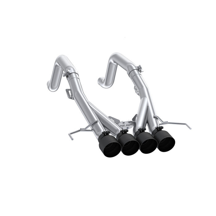 MBRP T304 Stainless Steel 3" Axle-Back, Muffler Bypass, Dual Split Rear, Quad Outlet with Black-Coated Tips, Corvette C7 6.2L