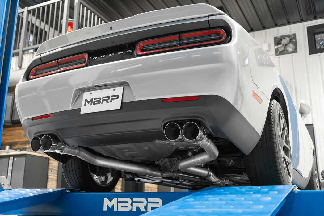 MBRP Aluminized Steel 3" Dual Rear Cat-Back, Quad Tips (Street Version), Challenger 5.7L HEMI, view 2