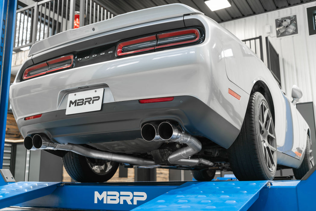 MBRP Aluminized Steel 3" Dual Rear Cat-Back, Quad Tips (Race Version), Challenger 5.7L HEMI, view 2