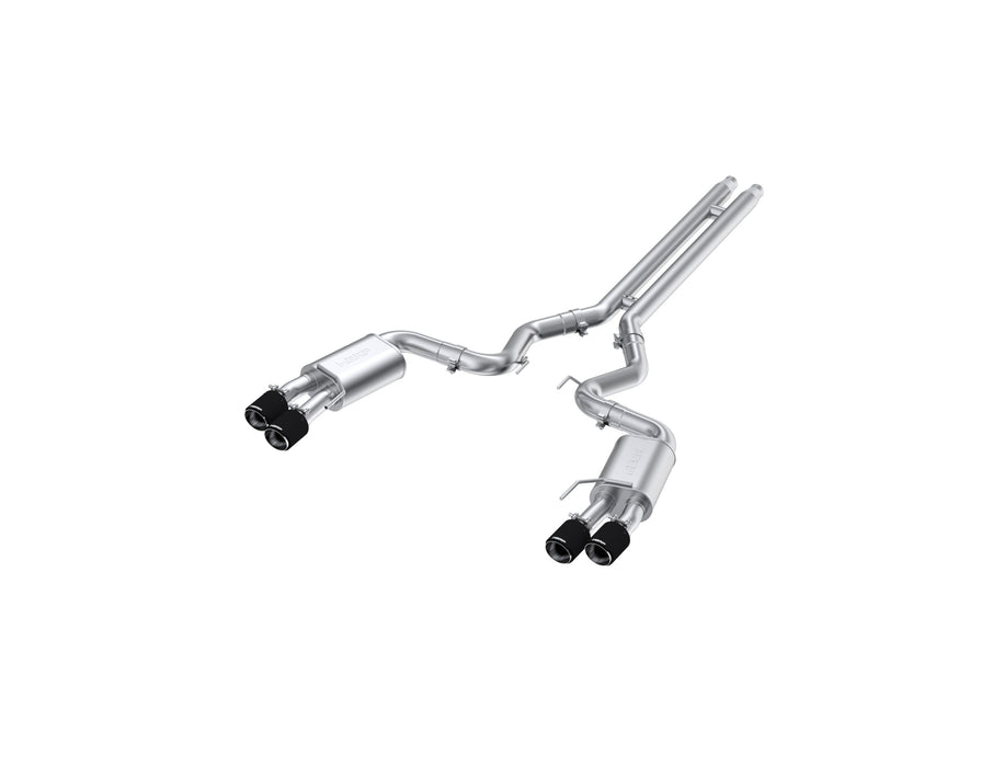 MBRP T304 Stainless Steel 3" Cat-Back Dual Rear with Quad Carbon Fiber Tips (Street Version), Mustang GT 5.0L