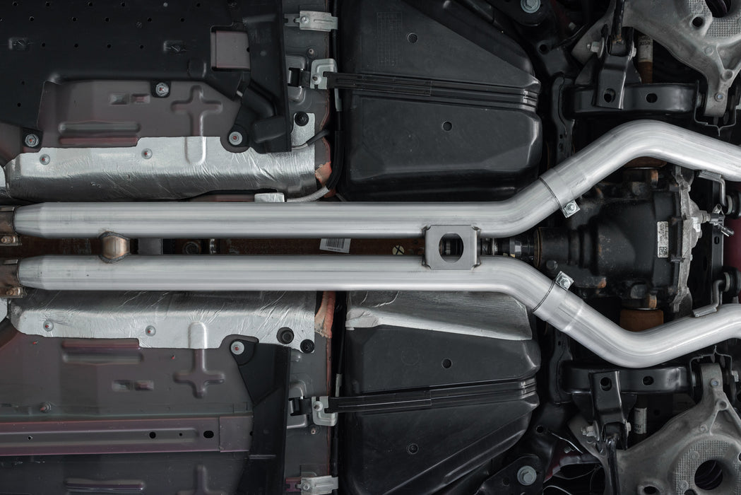 MBRP T304 Stainless Steel 3" Cat-Back Dual Rear with Quad Carbon Fiber Tips (Street Version), Mustang GT 5.0L, view 4