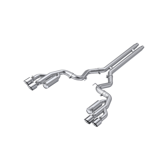 MBRP T304 Stainless Steel 3" Cat-Back Dual Rear with Quad Dual Wall Tips (Race Version), Mustang GT 5.0L