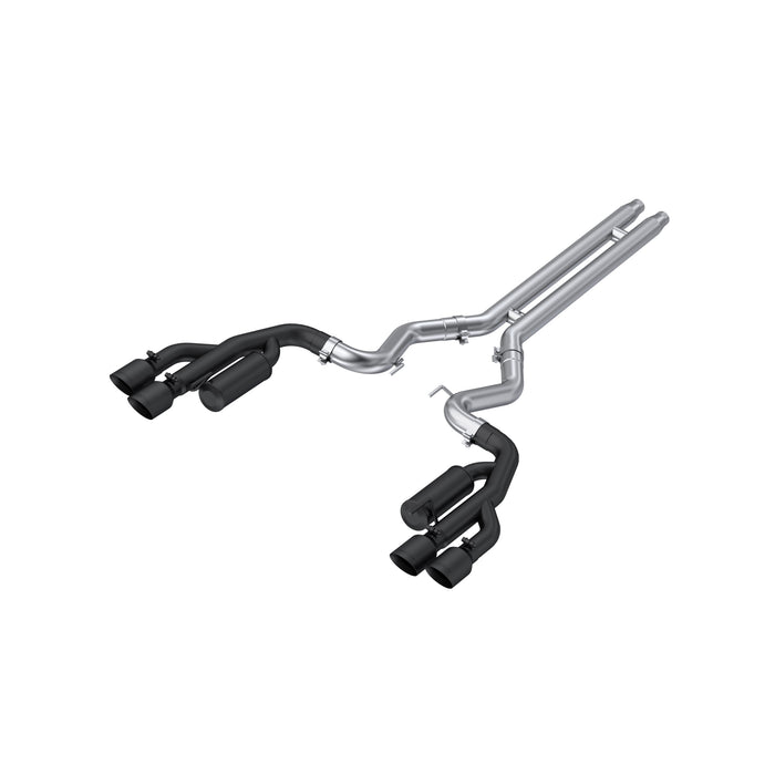 MBRP Black-Coated Aluminized Steel 3" Cat-Back Dual Rear with Quad Dual Wall Tips (Race Version), Mustang GT 5.0L