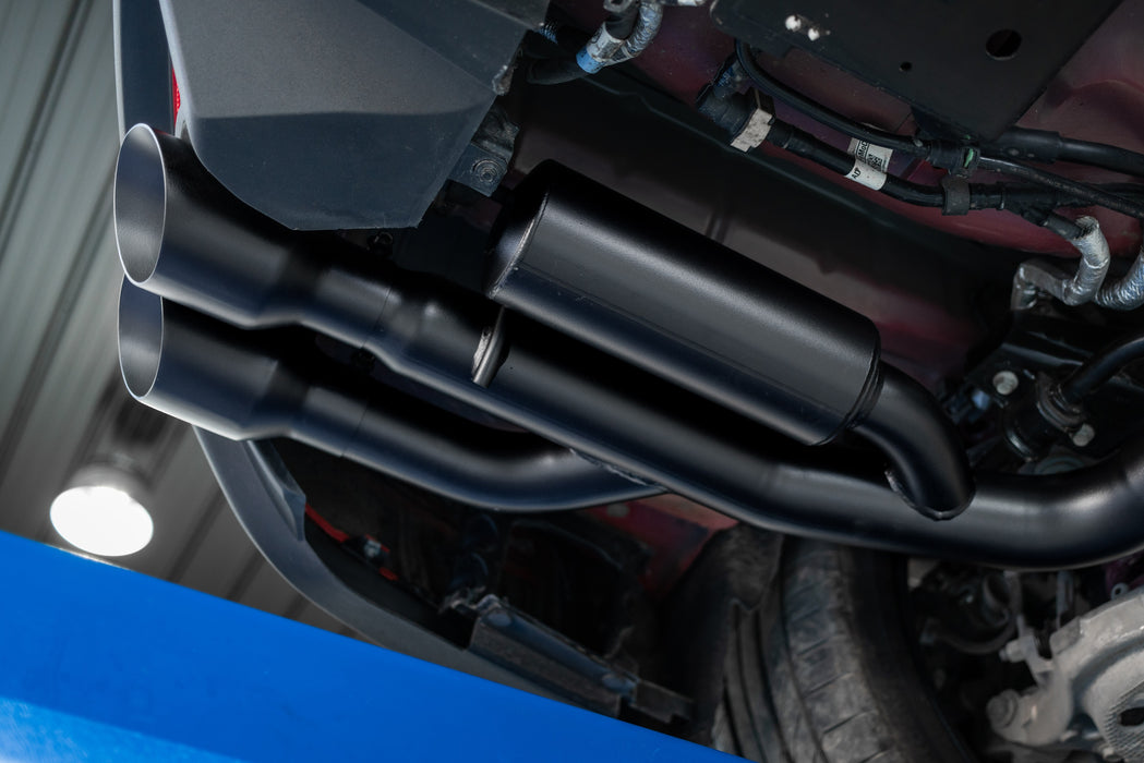MBRP Black-Coated Aluminized Steel 3" Cat-Back Dual Rear with Quad Dual Wall Tips (Race Version), Mustang GT 5.0L, view 3