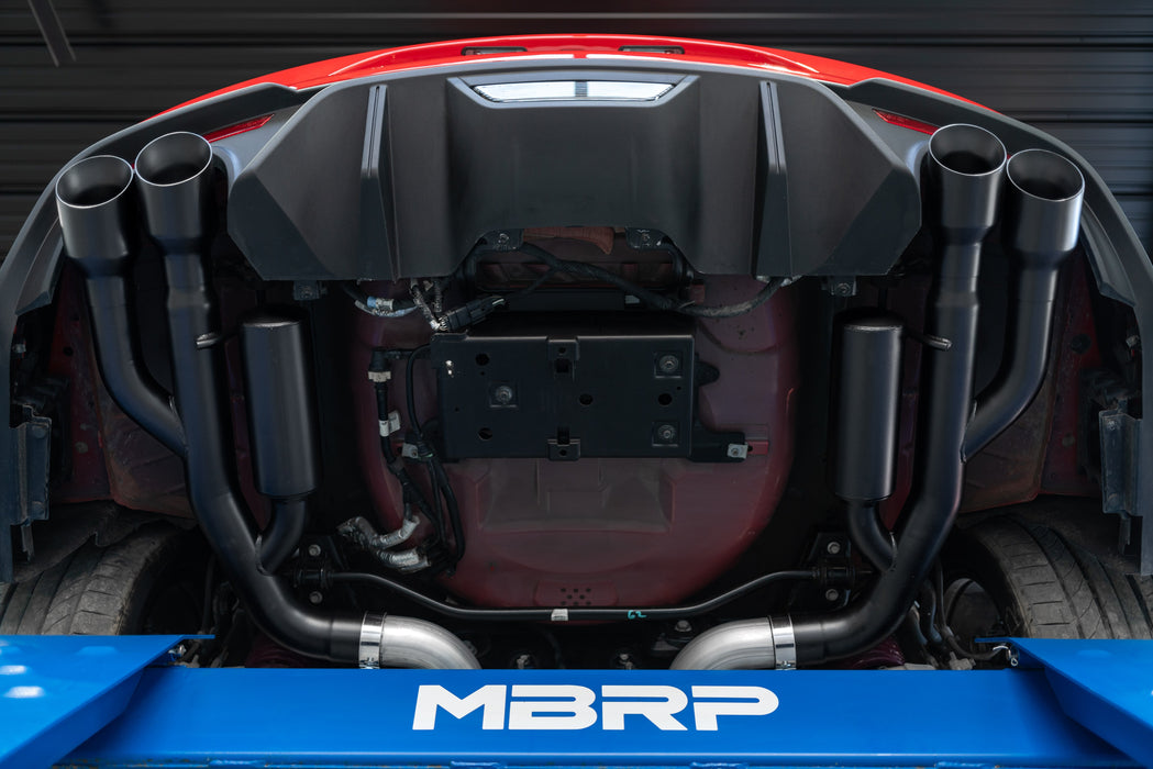 MBRP Black-Coated Aluminized Steel 3" Cat-Back Dual Rear with Quad Dual Wall Tips (Race Version), Mustang GT 5.0L, view 6