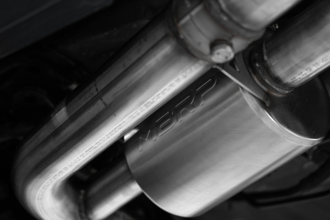 MBRP T304 Stainless Steel, 3" Cat-Back, Quad Split Rear With Carbon Fiber Tips, Active, Mustang GT 5.0L (S650), view 3