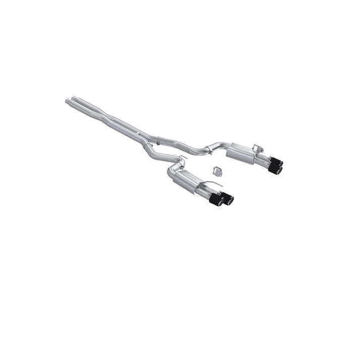 MBRP T304 Stainless Steel, 3" Cat-Back, Dual Split Rear with Quad Carbon Fiber Tips, Street Profile, Mustang GT 5.0L