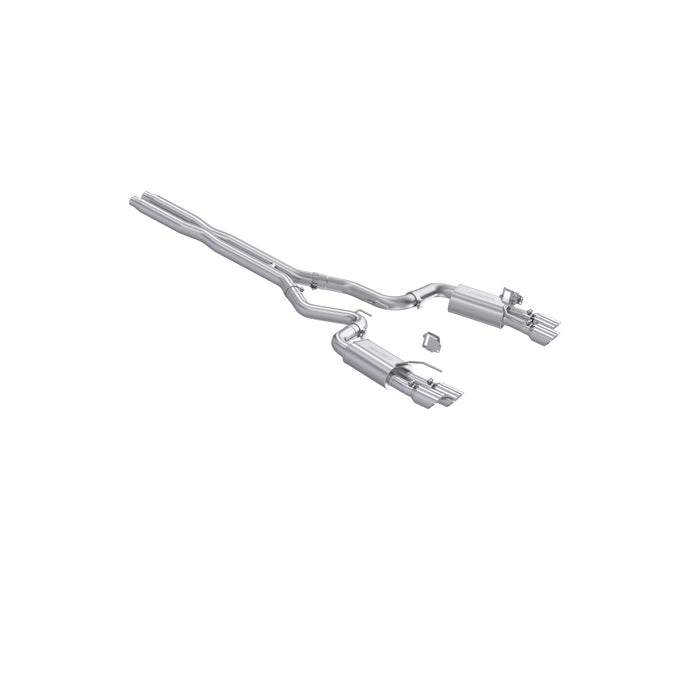 MBRP Aluminized Steel, 3" Cat-Back, Dual Split Rear with Quad Tips, Street Profile, Mustang GT 5.0L