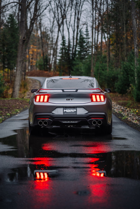 MBRP Aluminized Steel, 3" Cat-Back, Dual Split Rear with Quad Tips, Valve Delete, Race Profile, Mustang 5.0L, view 2