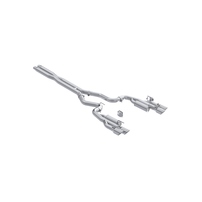 MBRP T304 Stainless Steel, 3" Cat-Back, Dual Split Rear with Quad Tips, Valve Delete, Race Profile, Mustang 5.0L