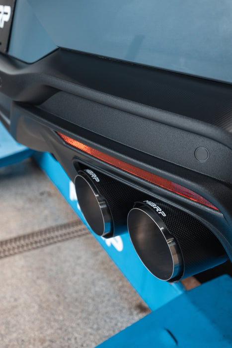 MBRP T304 Stainless Steel, 3" Cat-Back, Quad Split Rear Exit with Carbon Fiber Tips, Active, Mustang Dark Horse 5.0L, view 8
