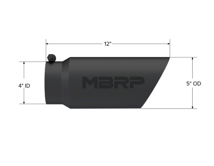 MBRP Black Coated Tip; 5" OD Dual Wall Angled 4" inlet 12" length, view 2