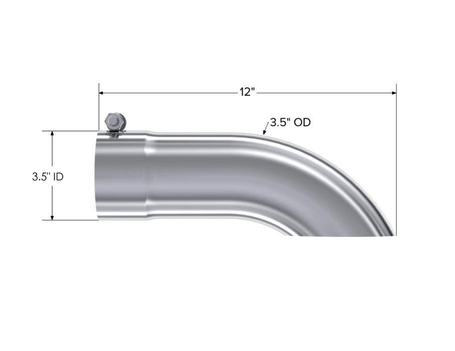 MBRP T304 Stainless Steel Tip; 3.5" OD Turn Down 3.5" inlet 12" length, view 2