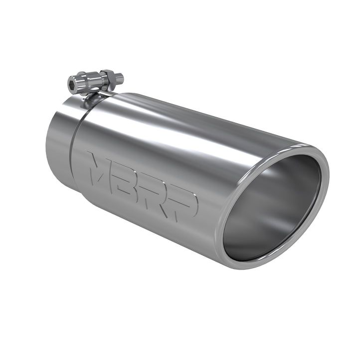 MBRP T304 Stainless Steel Tip; 4" OD Angled Rolled End 3.5" inlet 10" length