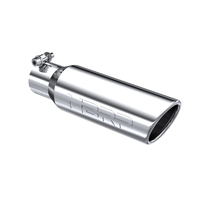 MBRP T304 Stainless Steel Tip; 3.5" OD Angled Rolled End 2.5" inlet 12" length