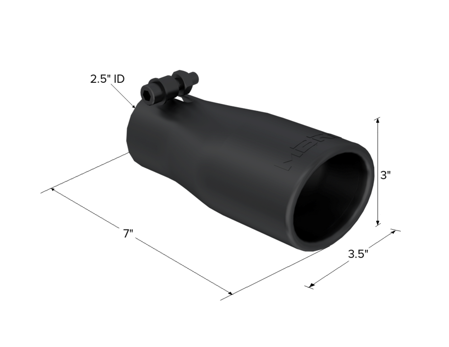 MBRP Black Coated Tip; 3.75" OD Oval 2.5" inlet 7" length, view 2