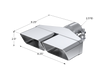 MBRP T304 Stainless Steel Tip; 8" x 2.375" ID; Rectangle; 2.5" ID; 8.25" length, view 2