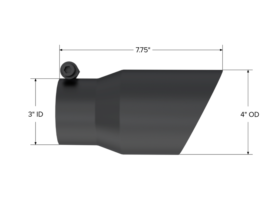 MBRP Black Coated Tip; 4" OD; Dual Wall Angled; 3" inlet; 8" length, view 2