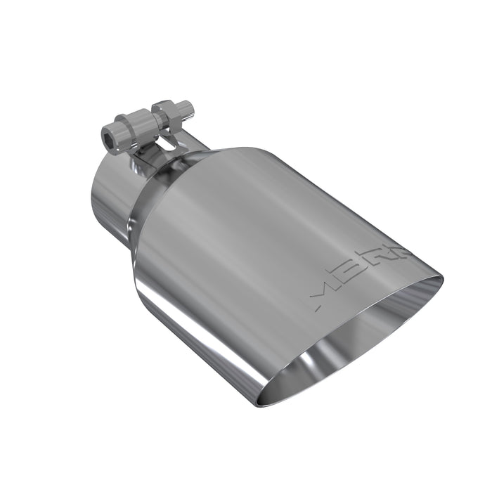MBRP T304 Stainless Steel Tip; 4" OD; Dual Wall Angled; 2.5" inlet; 8" length
