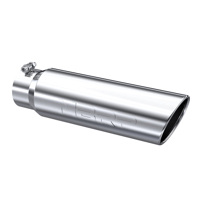 MBRP T304 Stainless Steel Tip; 5" OD; Angled Rolled End; 4" inlet 18" length