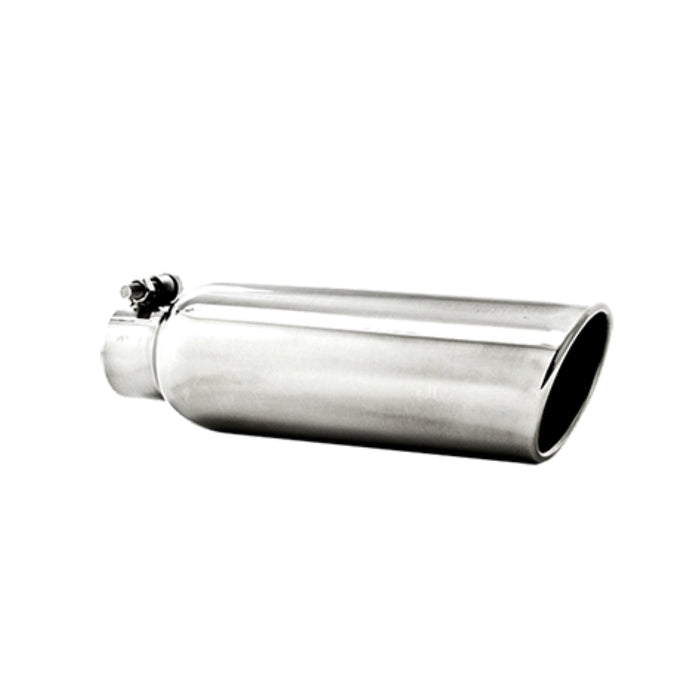 MBRP T304 Stainless Steel Tip 3.5" OD; 2.25" inlet; 12" length; Angled Cut Rolled End; Clampless-no weld