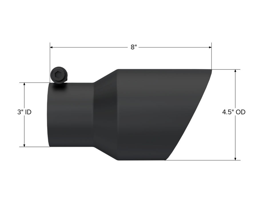 MBRP Black Coated Tip; 4.5" OD; Dual Wall Angled; 3" inlet; 8" length, view 2