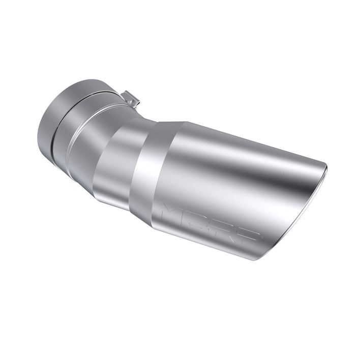 MBRP T304 Stainless Steel Tip; 6" OD; Angled Rolled End; 5" inlet; 15.5" length ; 30˚ bend, 2500/ 3500 Duramax