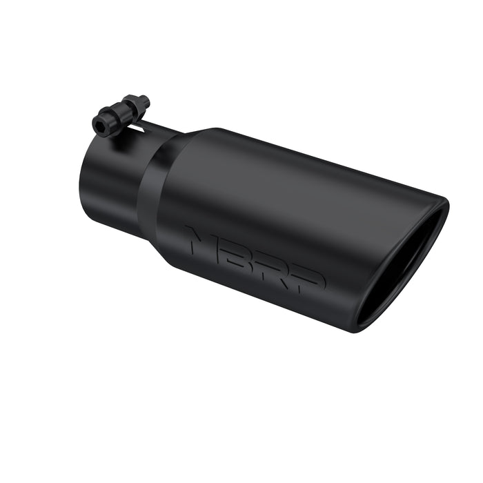 MBRP Black Coated Tip; 4" OD; Angled Cut Rolled End; 3" inlet; 10" length