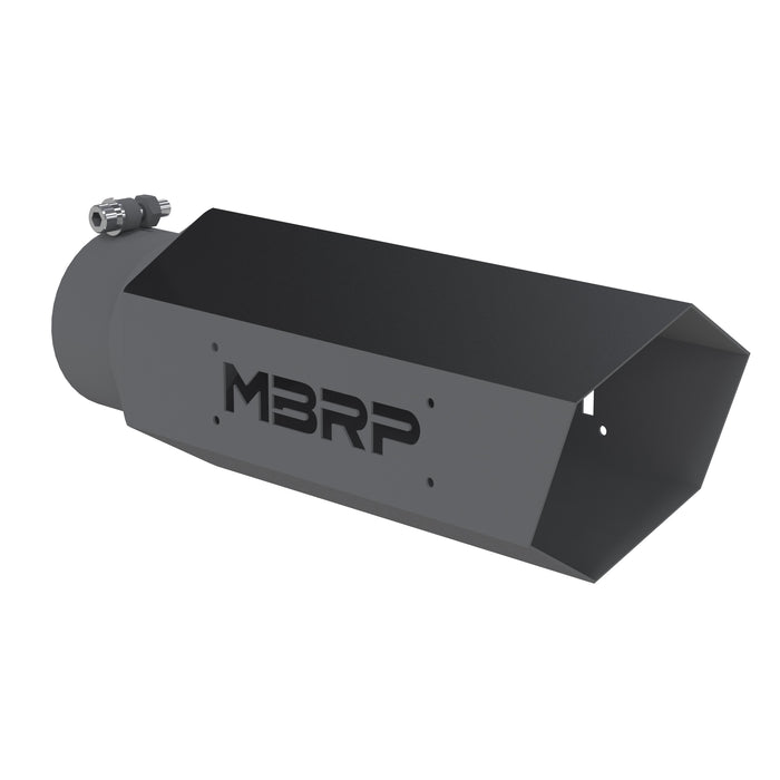 MBRP Black Coated Hex Tip; 4" ID; 5" OD; 16" length ; No Logo Plate
