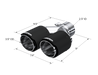 MBRP Carbon Fiber Tip; 2.5" ID, Dual 3.5" OD Out, Staggered Left 9.5"/ Right 9" length, Dual wall, view 3
