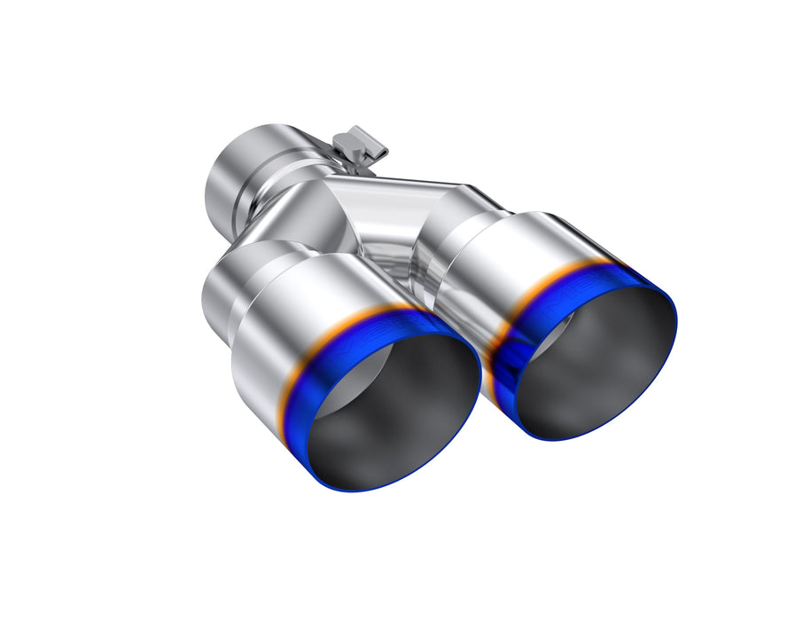 MBRP T304 Stainless Steel, Burnt End Tip; 2.5" ID, Dual 3.5" OD Out,Staggered Left 9"/ Right 9.5" length, Single wall