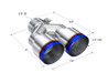 MBRP T304 Stainless Steel, Burnt End Tip; 2.5" ID, Dual 3.5" OD Out,Staggered Left 9"/ Right 9.5" length, Single wall, view 2