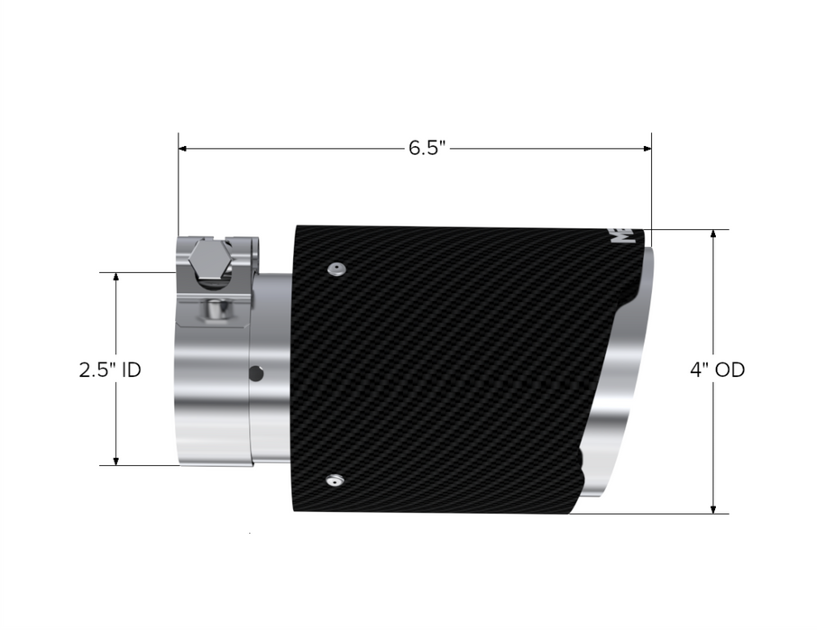 MBRP Carbon Fiber Tip; 2.5" ID; 4" OD; Dual Wall Angle Cut; 6.5" length, view 4