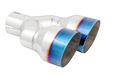 MBRP T304 Stainless Steel, Burnt End Tip; 2.5" ID, Dual 4" OD Out, Staggered Left 9"/ Right 9.5" length, Single wall, view 4