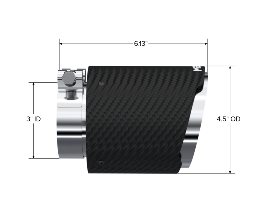MBRP Carbon Fiber Tip; 3" ID; 4.5" OD OUT; 6.13" length, Dual Wall, view 3