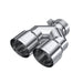 MBRP T304 Stainless Steel Tip; 3" ID; 4" OD Dual OUT; Staggered Left 9.87"/ Right 9.37" length; Single Wall