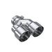 MBRP T304 Stainless Steel Tip; 3" ID; 4" OD Dual OUT; Staggered Left 9.37"/ Right 9.87" length; Single Wall