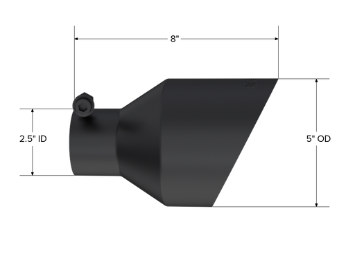 MBRP Black-Coated Tip 2.5" ID, 5" OD Out, 8" Length, Angle Cut, Dual Wall, view 2